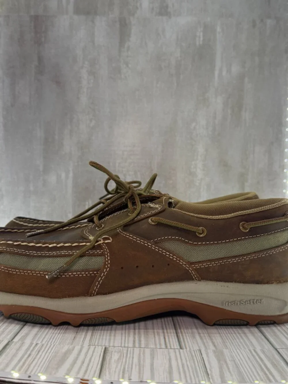 Irish Setter 3819 Boat Shoes Men's 14 Brown Leather Slip Resistant Casual Oxford